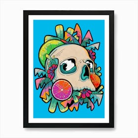 Summer Fruit Skull Art Print