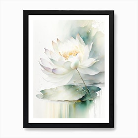 White Lotus Storybook Watercolour 3 Art Print