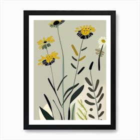 Sneezeweed Wildflower Modern Muted Colours 1 Art Print