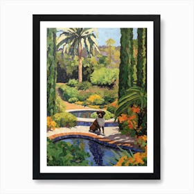 Painting Of A Dog In Alhambra Garden, Spain In The Style Of Matisse 03 Art Print