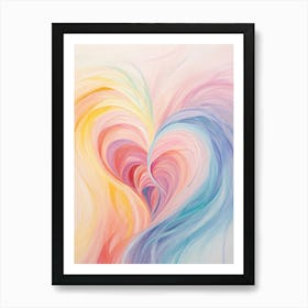 Whimiscal Rainbow Swirl Line Heart 4 Art Print