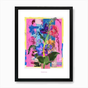 Delphinium 2 Neon Flower Collage Poster Art Print