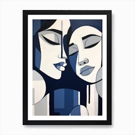 Two Women In Blue 2 Art Print