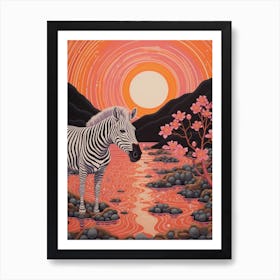 Zebra In The River 1 Art Print