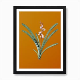 Vintage Boat Orchid Botanical on Sunset Orange n.0081 Art Print