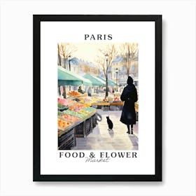 Food Market With Cats In Paris 3 Poster Art Print