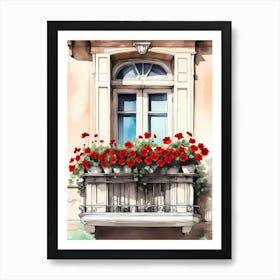 Flowered Parisian Balcony Art Print