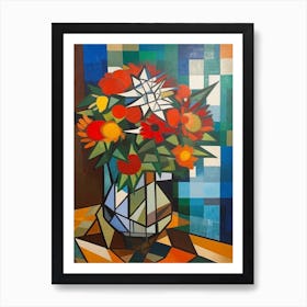 Aster With A Cat 4 Cubism Picasso Style Art Print