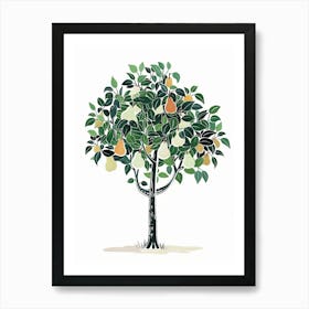 Pear Tree Pixel Illustration 1 Art Print
