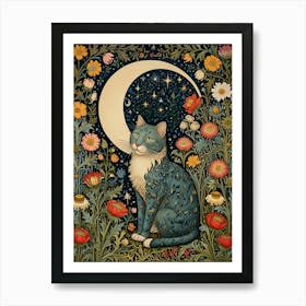 William Morris Cat In The Moonlight 1 Art Print