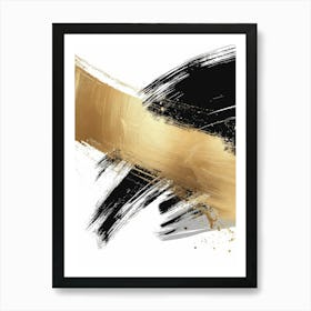 Gold Brush Strokes Canvas Art 1 Art Print