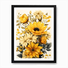 Blooms In Monochrome Timeless Floral Simplicity Art Print