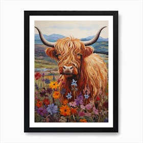 Colourful Highland Cow Portrait 3 Art Print