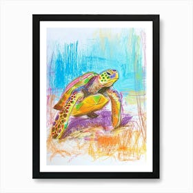 Pencil Scribble Of A Sea Turtle On The Beach 3 Art Print