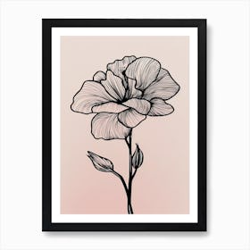 Gladioli Line Art Flowers Illustration Neutral 18 Art Print
