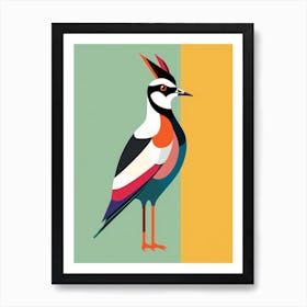 Colourful Geometric Bird Lapwing 3 Art Print