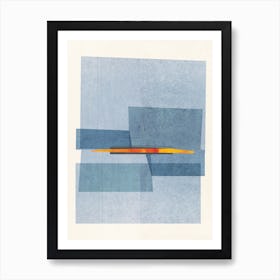 Blue Blocky Abstract Art Art Print