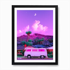 Purple Retro Landscape Art Print