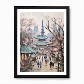 Winter City Park Painting Ueno Park Tokyo 4 Art Print