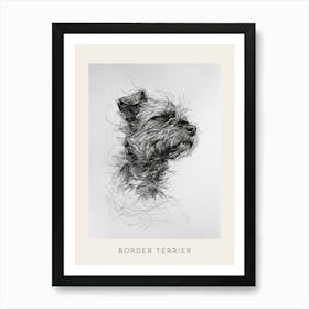Border Terrier Dog Line Sketch 1 Poster Art Print