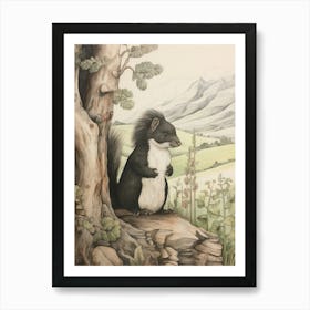 Storybook Animal Watercolour Skunk 2 Art Print