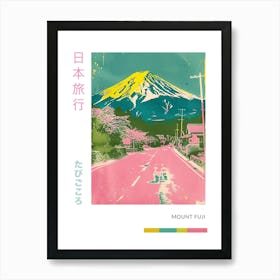 Mount Fuji Japan Retro Duotone Silkscreen Poster 3 Art Print
