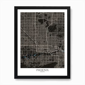 Phoenix Arizona Black Blue Art Print