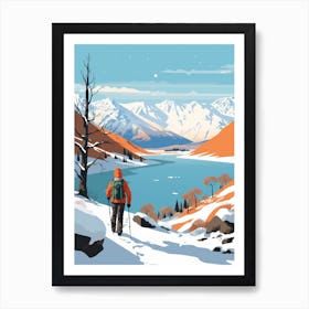 Retro Winter Illustration Lake District United Kingdom 2 Art Print