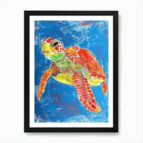 Detailed Sea Turtle Crayon Scribble 2 Art Print