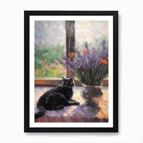 Lavender With A Cat 2 Art Print