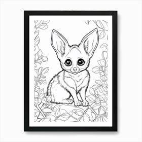 Line Art Jungle Animal Bushbaby 3 Art Print