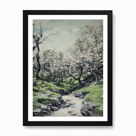 Grenn And White Trees In The Woods Painting 2 Art Print