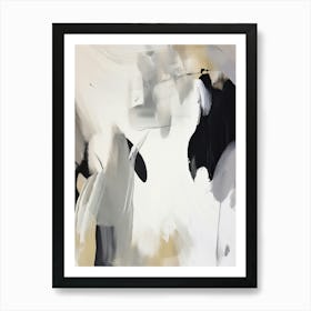 Abstract Brush Strokes Black White Neutrals 2 Art Print