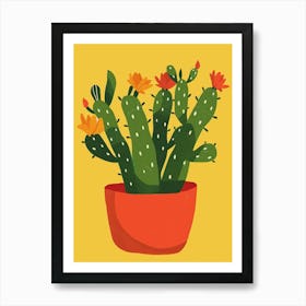 Christmas Cactus Plant Minimalist Illustration 11 Art Print