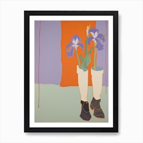 A Painting Of Cowboy Boots With Flowers, Pop Art Style 2 Art Print