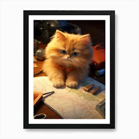 Adorable Kitten's Learning Adventure Print Art Print