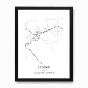 Leoben,Austria Minimalist Map Art Print