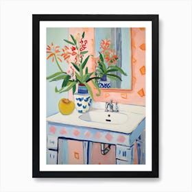 Bathroom Vanity Painting With A Snapdragon Bouquet 3 Art Print