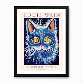 Louis Wain, A Cat In Gothic Style, Blue Cat Poster 8 Art Print