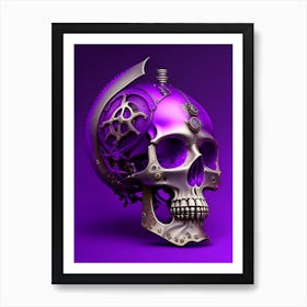 Skull With Steampunk Details 1 Purple Paul Klee Art Print