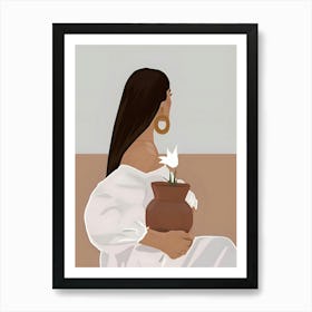 Woman Holding A Pot Art Print