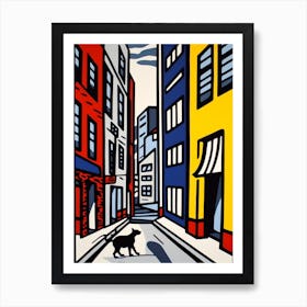 Painting Of Berlin With A Cat In The Style Of Pop Art, Illustration Style 2 Art Print