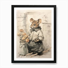 Storybook Animal Watercolour Rat 1 Art Print