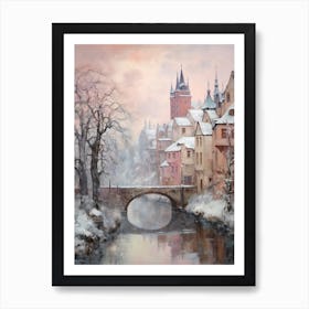 Dreamy Winter Painting Cesky Krumloy Czech Republic 2 Art Print