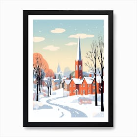 Retro Winter Illustration St Andrews United Kingdom Art Print