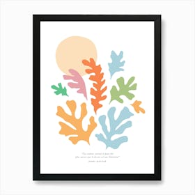 Abstract Matisse Pastel leafy Nature Cut-out on Peach Fuzz Sun Art Print