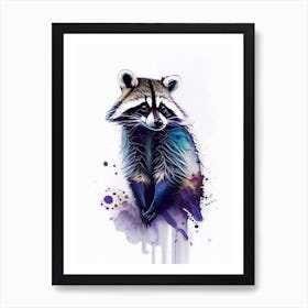 Violet Raccoon Watercolour Art Print