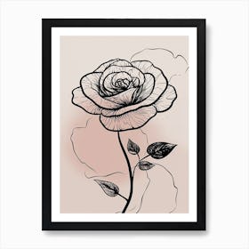 Line Art Roses Flowers Illustration Neutral 10 Art Print