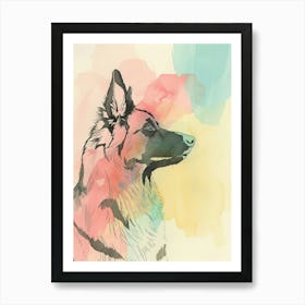 Pastel Belgian Sheepdog Line Illustration 3 Art Print