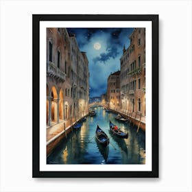 Venice At Night Lost in Venice Art Print